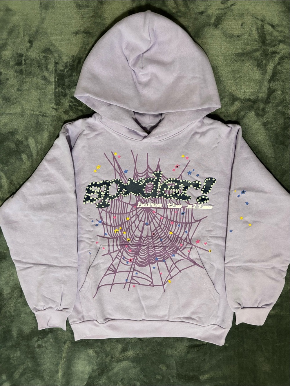 Purple SP5DER HOODIE SIZE SMALL🕷️